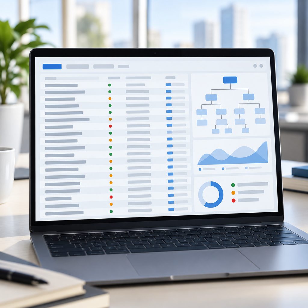 Écran d'ordinateur affichant un rapport de crawl de site avec des indicateurs de statut colorés