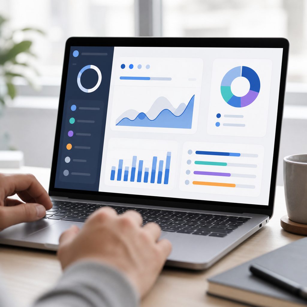 Écran d'ordinateur affichant un panneau de réglages SEO avec un score et des indicateurs de couleur